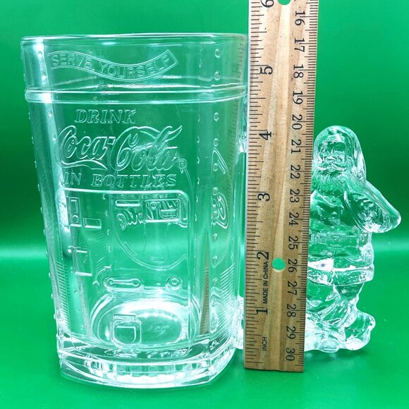 Coca-Cola Santa Claus Clear Glass Mug Handle Christmas Holiday Vending Machine - Picture 6 of 11